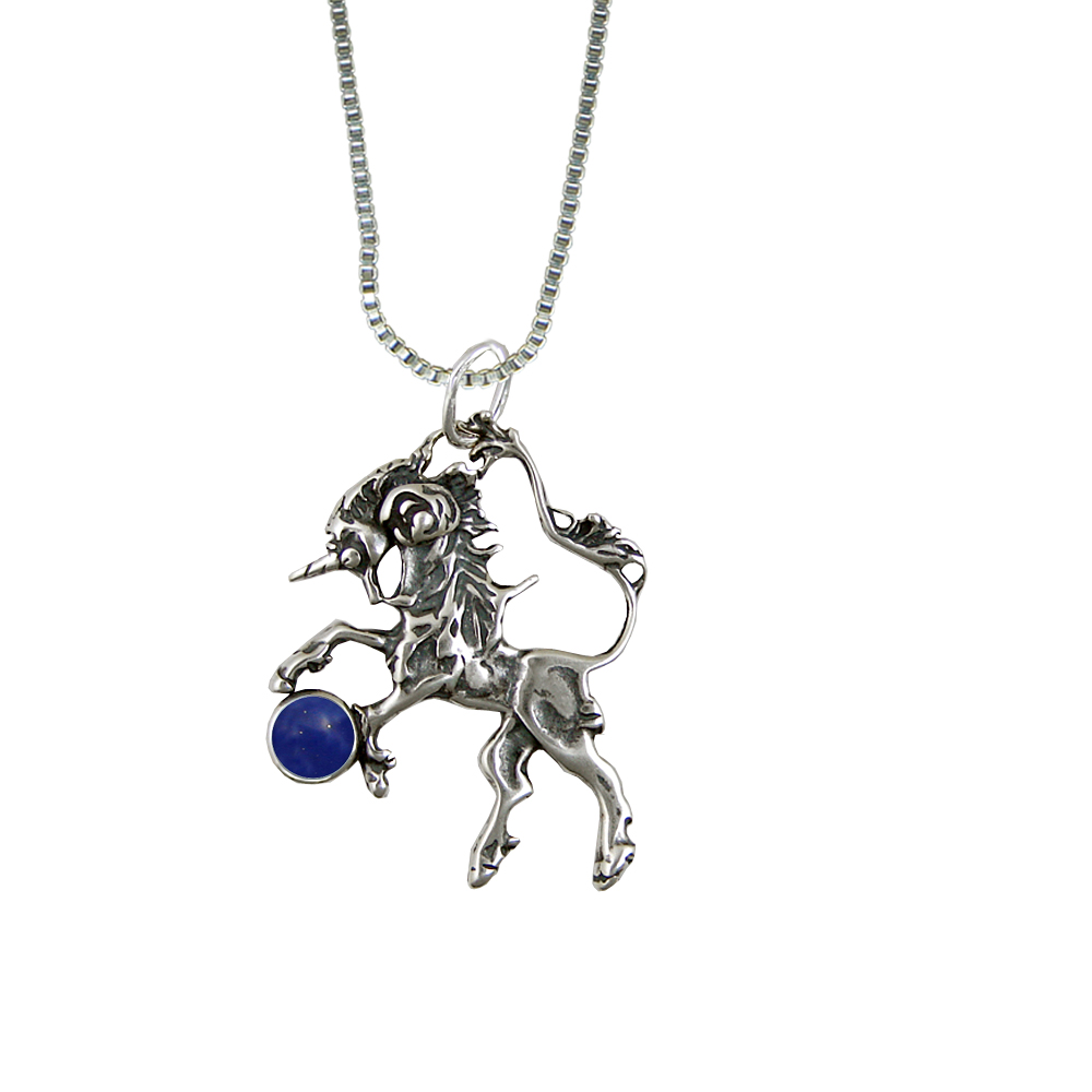 Sterling Silver Lapis Lazuli Little Unicorn Pendant